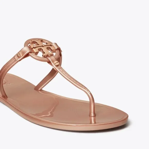 Sz 8 Tory Burch Mini Miller Jelly Thong Sandals Rose Gold - Picture 8 of 16